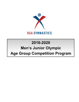 2016-2020 Men's Junior Olympic Age Group Competition Program