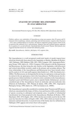 Analysis of Generic Relationships in Anacardiaceae