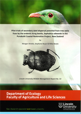 Pilot Trials of Secondary Seed Dispersal Potential from Tree Weta Frass By