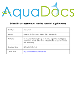 Scientific Assessment of Marine Harmful Algal Blooms