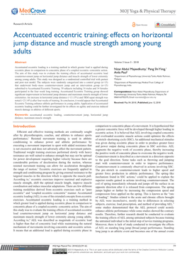 Accentuated Eccentric Training: Effects on Horizontal Jump Distance and Muscle Strength Among Young Adults