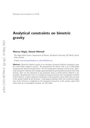 Analytical Constraints on Bimetric Gravity