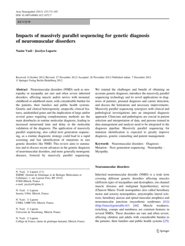 Impacts of Massively Parallel Sequencing for Genetic Diagnosis of Neuromuscular Disorders