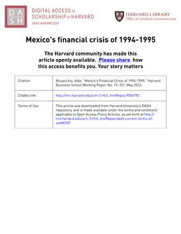 Mexico's Financial Crisis of 1994-1995