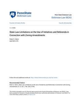 State Law Limitations on the Use of Initiatives and Referenda in Connection with Zoning Amendments