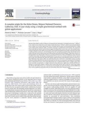 A Complex Origin for the Kelso Dunes, Mojave National Preserve, California, USA: a Case Study Using a Simple Geochemical Method with Global Applications