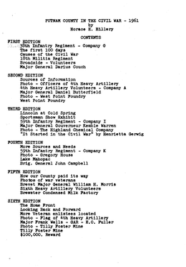 PUTNAM COUNTY in the CIVIL WAR - 1961 by Horace E
