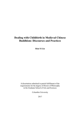 Dealing with Childbirth in Medieval Chinese Buddhism: Discourses and Practices