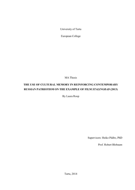 University of Tartu European College MA Thesis the USE OF