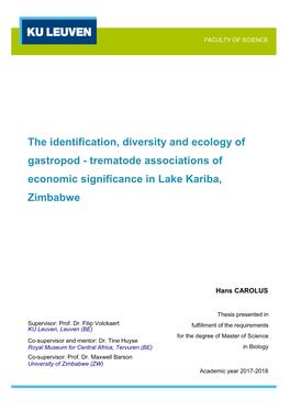 The Identification, Diversity and Ecology of Gastropod - Trematode Associations of Economic Significance in Lake Kariba, Zimbabwe