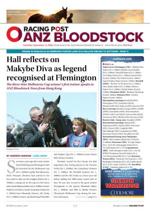 Hall Reflects on Makybe Diva As Legend Recognised at Flemington | 2 | Saturday, September 12, 2020