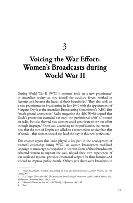3. Voicing the War Effort: Women's Broadcasts During World War II