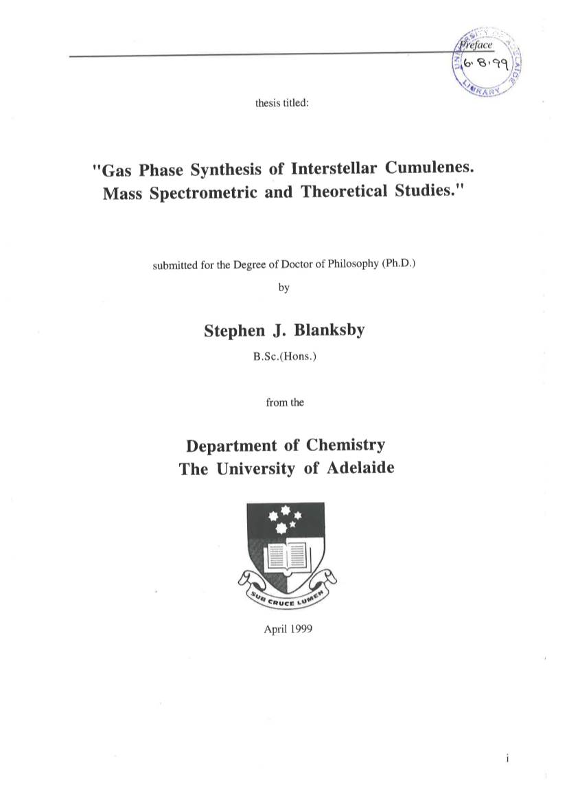 Gas Phase Synthesis of Interstellar Cumulenes. Mass Spectrometric and Theoretical Studies."