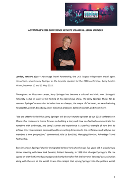 Jerry Springer Keynote Speaker Announcement