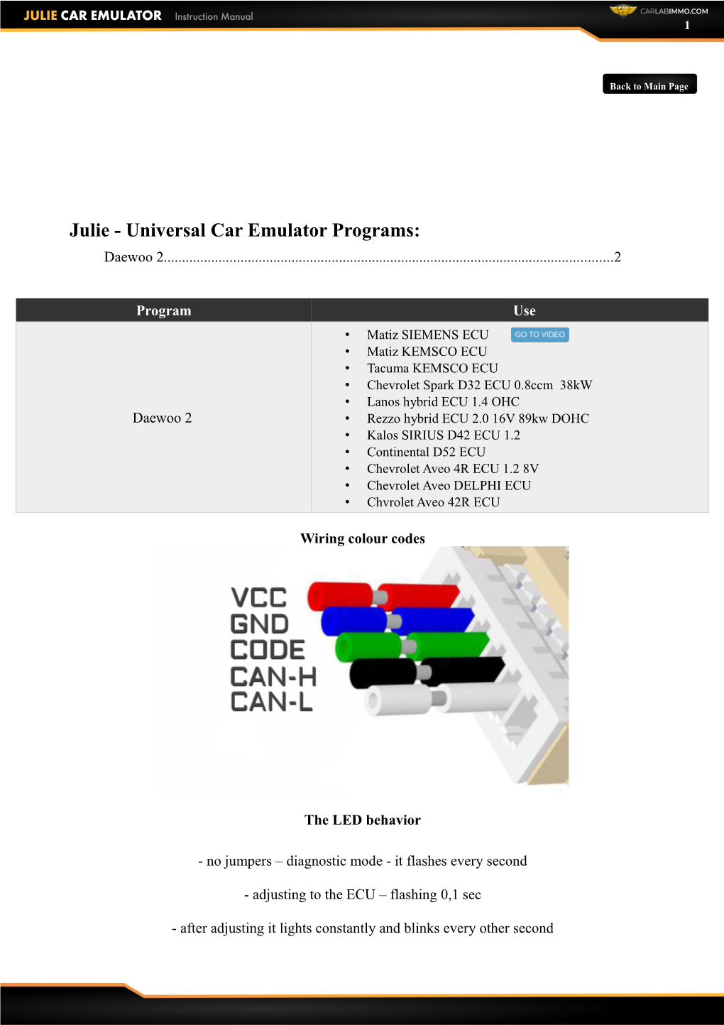 Julie - Universal Car Emulator Programs: Daewoo 2