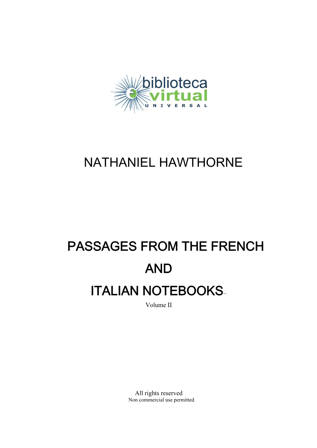 Nathaniel Hawthorne Passages from the French