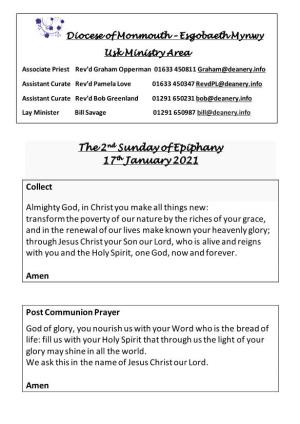 The 2Nd Sunday of Epiphany 17Th January 2021