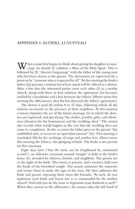 Appendix I: Altieri, Li Nuptiali