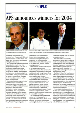 APS Announces Winners for 2004