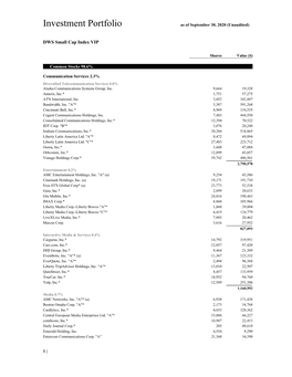 DWS Small Cap Index VIP