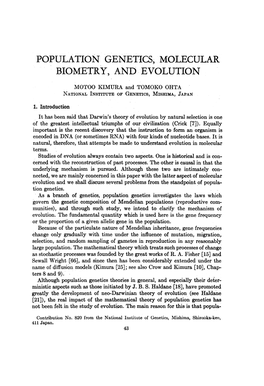 Population Genetics, Molecular Biometry, and Evolution