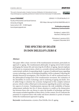 The Spectre of Death in Don Delillo's Zero K