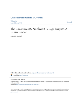 The Canadian-US Northwest Passage Dispute