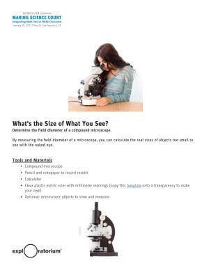 What's the Size of What You See? Determine the Field Diameter of a Compound Microscope