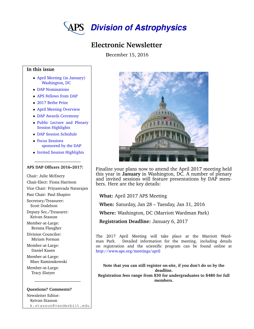 Electronic Newsletter December 15, 2016
