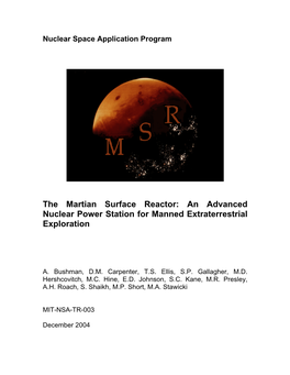 The Martian Surface Reactor: an Advanced Nuclear Power Station for Manned Extraterrestrial Exploration