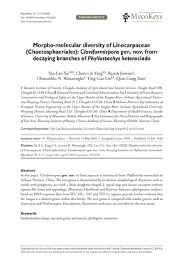 Morpho-Molecular Diversity of Linocarpaceae (Chaetosphaeriales)