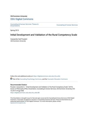 Initial Development and Validation of the Rural Competency Scale