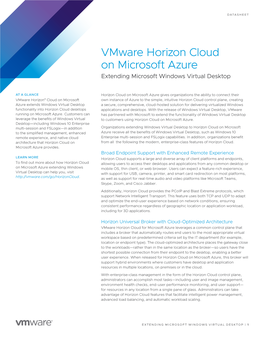 Windows Virtual Desktop to Horizon Cloud on Microsoft Azure