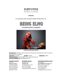 BEING ELMO Press Notes FINAL 11.9.11