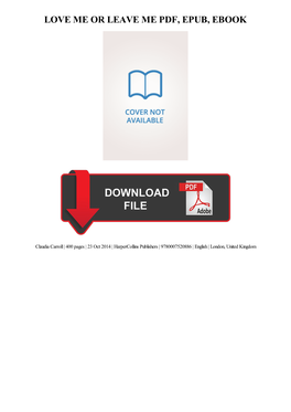 PDF Download Love Me Or Leave Me Ebook, Epub
