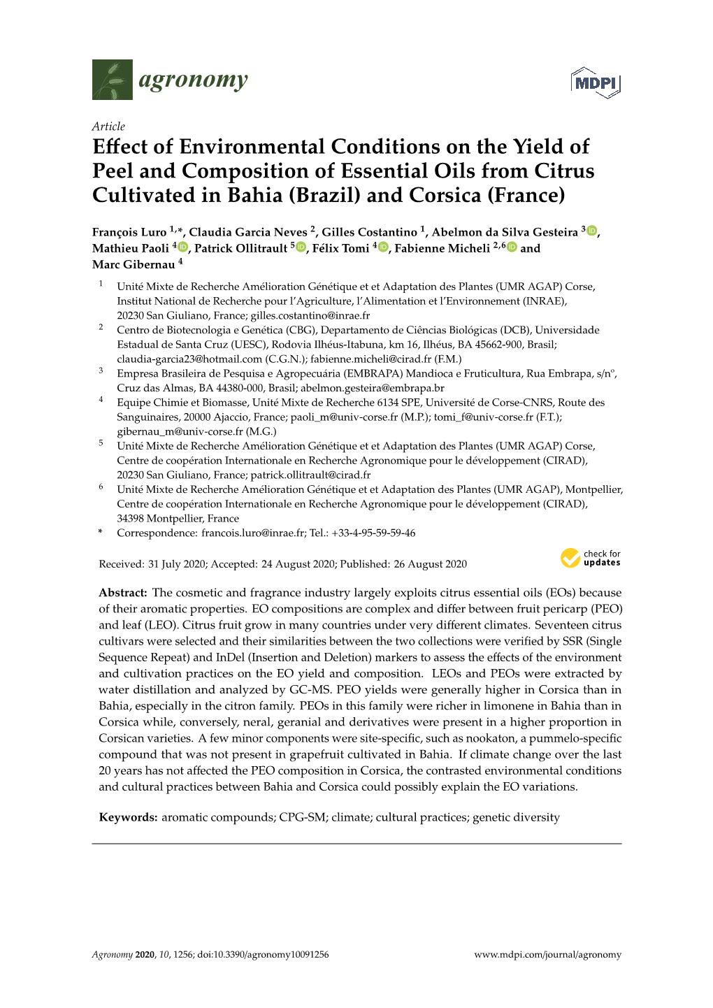 Effect of Environmental Conditions on the Yield of Peel and Composition