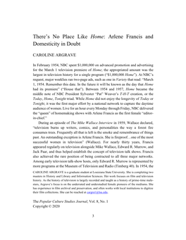 There's No Place Like Home: Arlene Francis and Domesticity in Doubt