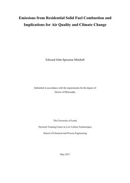 Emissions from Residential Solid Fuel Combustion and Implications for Air Quality and Climate Change