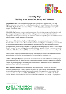 This Is Hip-Hop! Hip-Hop Is Not About Sex, Drugs and Violence