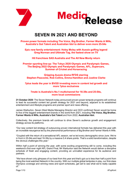 Seven in 2021 and Beyond