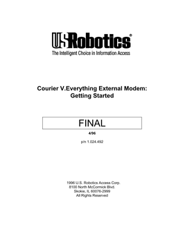 Courier V.Everything External Modem: Getting Started