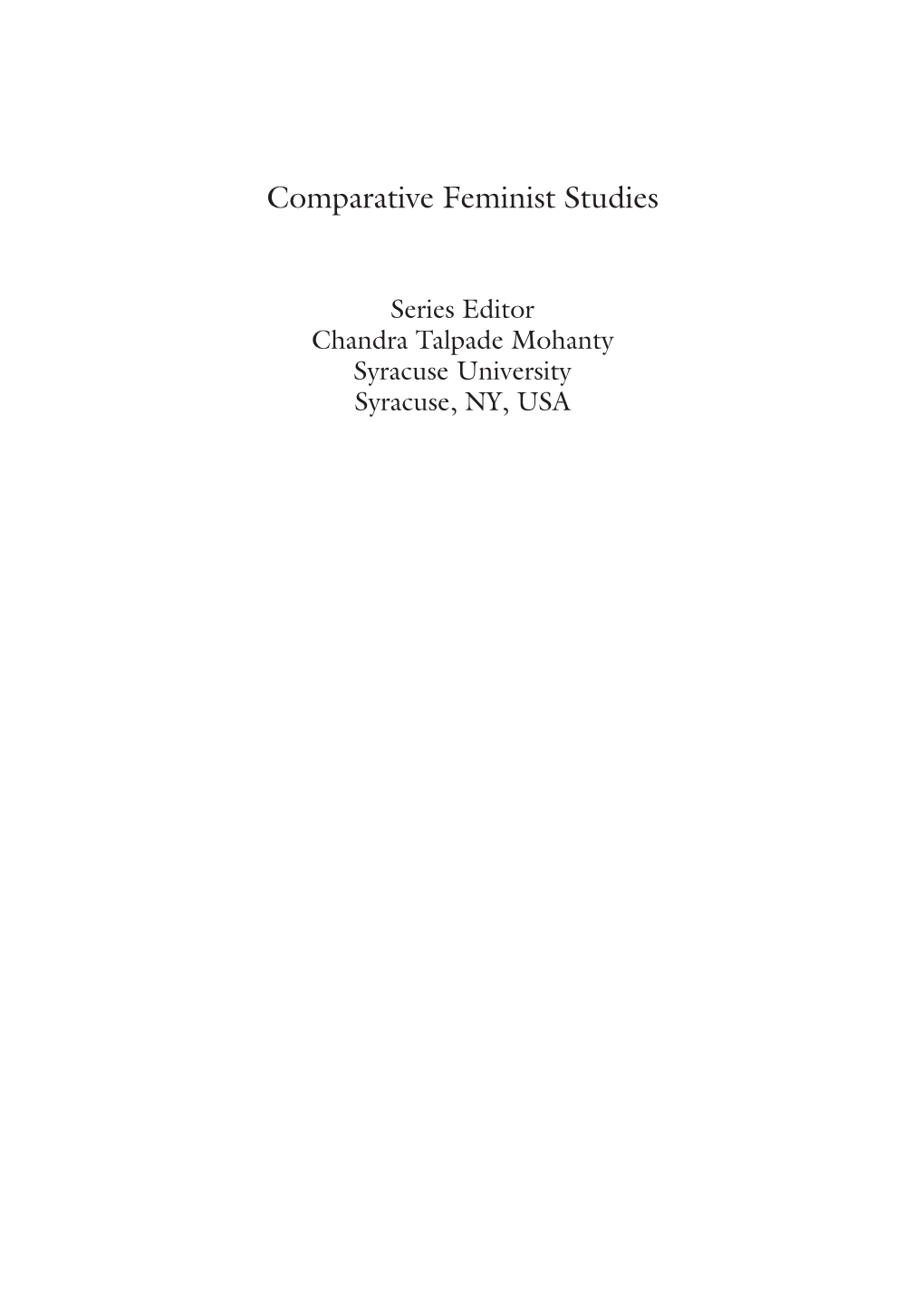 Comparative Feminist Studies