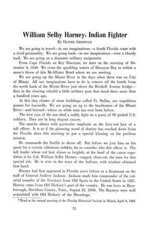 William Selby Harney: Indian Fighter by OLIVER GRISWOLD We Are Going to Travel-In Our Imaginations-A South Florida Route with a Vivid Personality