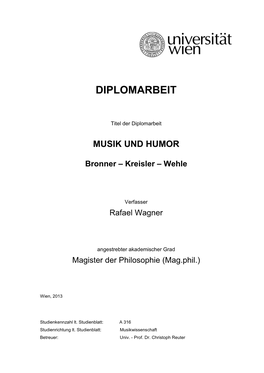 MUSIK UND HUMOR Bronner – Kreisler