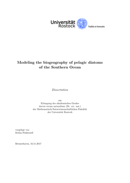 Modeling the Biogeography of Pelagic Diatoms of the Southern Ocean