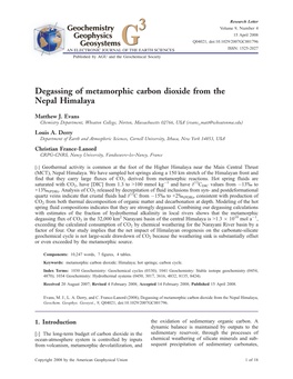 Degassing of Metamorphic Carbon Dioxide from the Nepal Himalaya