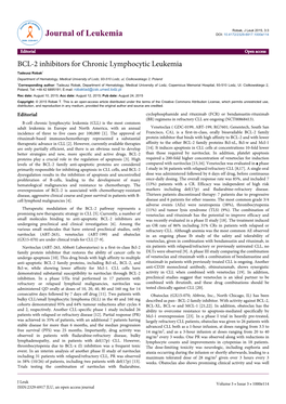 BCL-2 Inhibitors for Chronic Lymphocytic Leukemia