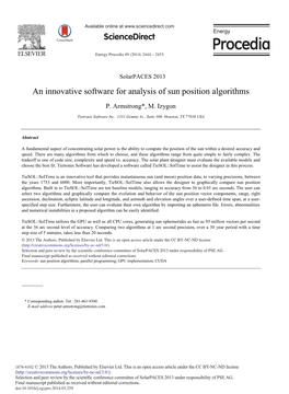 An Innovative Software for Analysis of Sun Position Algorithms