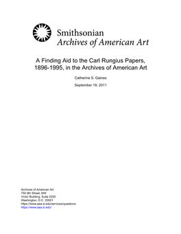 A Finding Aid to the Carl Rungius Papers, 1896-1995, in the Archives of American Art