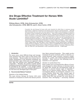 Are Drugs Effective Treatment for Horses with Acute Laminitis?